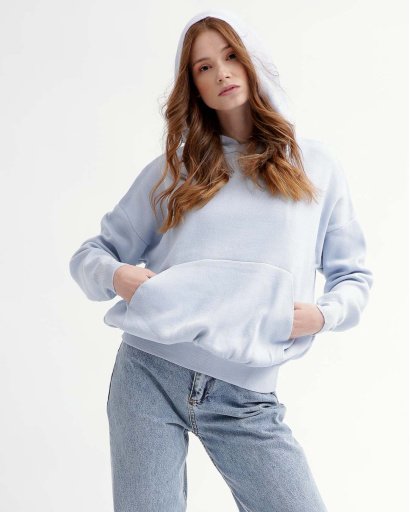 В'язаний блакитний худі оверсайз 55784, Колір: Блакитний, Розмір: ONE SIZE, зображення 2