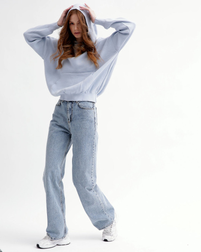 В'язаний блакитний худі оверсайз 55784, Колір: Блакитний, Розмір: ONE SIZE, зображення 5