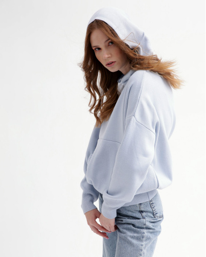 В'язаний блакитний худі оверсайз 55784, Колір: Блакитний, Розмір: ONE SIZE, зображення 7