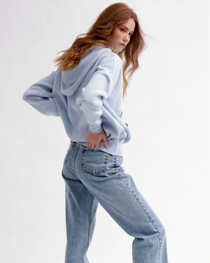 В'язаний блакитний худі оверсайз 55784, Колір: Блакитний, Розмір: ONE SIZE, зображення 8