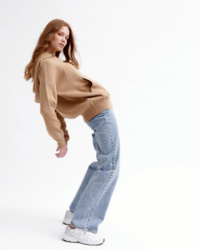 Вязаный коричневый худи оверсайз 55785, Цвет: Коричневый, Размер: ONE SIZE, изображение 3