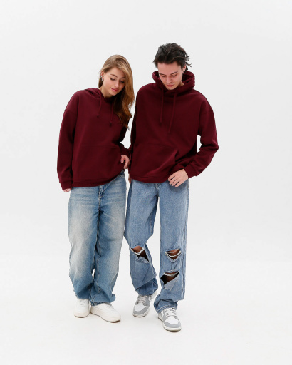 Худі oversize унісекс (чоловічий/жіночий), бургунді 55807, Колір: Бургунді, Розмір: S, зображення 2