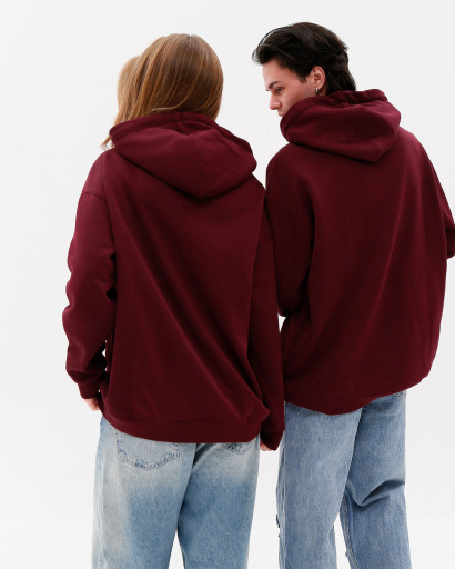 Худі oversize унісекс (чоловічий/жіночий), бургунді 55807, Колір: Бургунді, Розмір: S, зображення 4