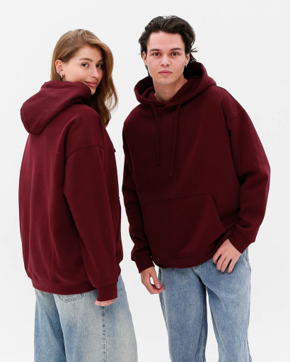 Худі oversize унісекс (чоловічий/жіночий), бургунді 55807, Колір: Бургунді, Розмір: S, зображення 5