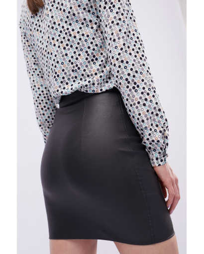 Спідниця жіноча міді облягаюча з екошкіри Carica UB-3237-8 58097, Колір: Чорний, Розмір: XS, зображення 4