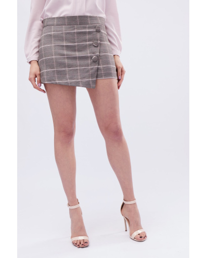 Юбка-шорты женская в клетку Carica UB-3241-4 58121, Цвет: Капучино, Размер: XS, изображение 3