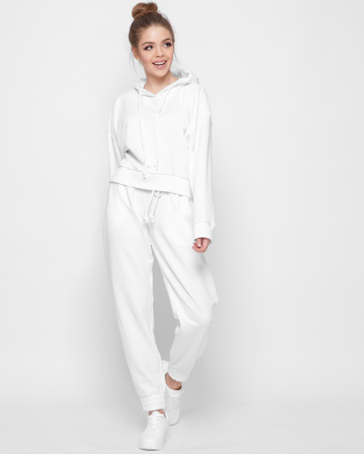 Белое худи оверсайз с капюшоном 41792, Цвет: Белый, Размер: XS, изображение 2