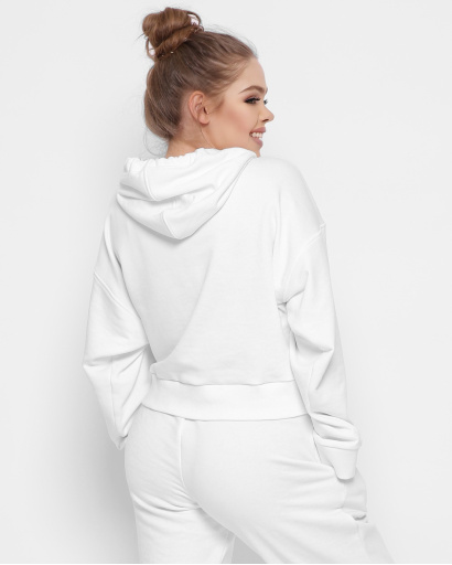Белое худи оверсайз с капюшоном 41792, Цвет: Белый, Размер: XS, изображение 3