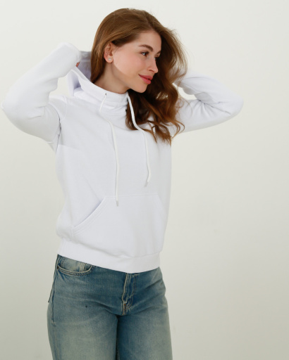 Жіночий білий худі з капюшоном 38166, Колір: Білий, Розмір: XS, зображення 2