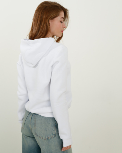 Жіночий білий худі з капюшоном 38166, Колір: Білий, Розмір: XS, зображення 3
