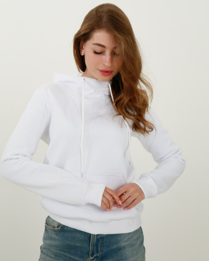 Жіночий білий худі з капюшоном 38166, Колір: Білий, Розмір: XS, зображення 4