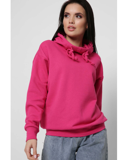 Модне жіноче худі з принтом колір малина 36874, Колір: Малина, Розмір: XS, зображення 2