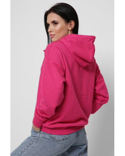 Модне жіноче худі з принтом колір малина 36874, Колір: Малина, Розмір: XS, зображення 3