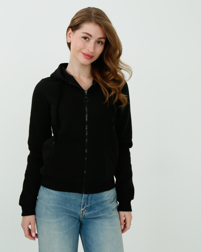 Женская спортивная кофта на молнии, черный 30463, Цвет: Черный, Размер: L, изображение 3