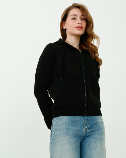 Женская спортивная кофта на молнии, черный 30463, Цвет: Черный, Размер: L, изображение 4