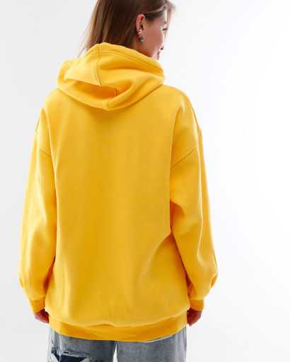 Женский желтый худи оверсайз на флисе 53323, Цвет: Жёлтый, Размер: XS, изображение 2