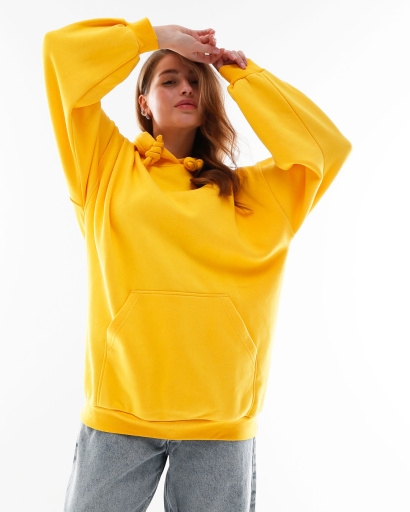Женский желтый худи оверсайз на флисе 53323, Цвет: Жёлтый, Размер: XS, изображение 5
