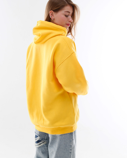 Женский желтый худи оверсайз на флисе 53323, Цвет: Жёлтый, Размер: XS, изображение 6