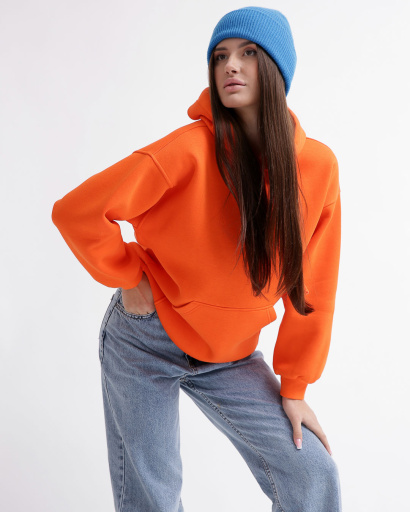 Жіночий помаранчевий худі oversize на флісі 53326, Колір: Помаранчевий, Розмір: XS, зображення 4