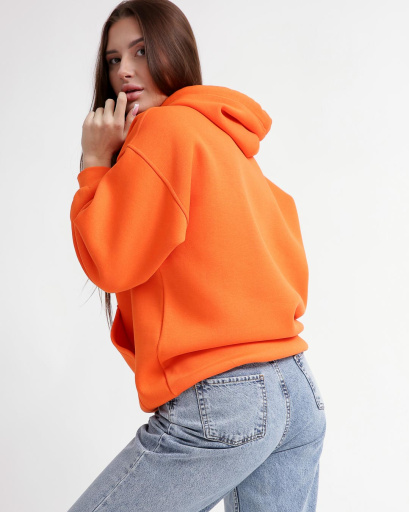 Жіночий помаранчевий худі oversize на флісі 53326, Колір: Помаранчевий, Розмір: XS, зображення 5