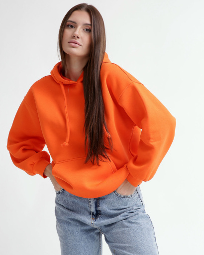Жіночий помаранчевий худі oversize на флісі 53326, Колір: Помаранчевий, Розмір: XS, зображення 2