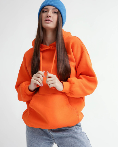 Жіночий помаранчевий худі oversize на флісі 53326, Колір: Помаранчевий, Розмір: XS, зображення 3