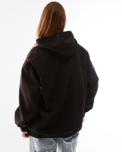 Женский черный худи оверсайз на флисе 53327, Цвет: Черный, Размер: XS, изображение 3