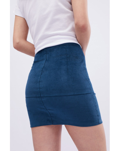 Спідниця жіноча велюрова міні облягаюча Carica UB-3236-18 58093, Колір: Морська хвиля, Розмір: XS, зображення 2