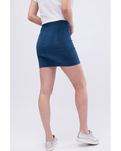 Спідниця жіноча велюрова міні облягаюча Carica UB-3236-18 58093, Колір: Морська хвиля, Розмір: XS, зображення 3