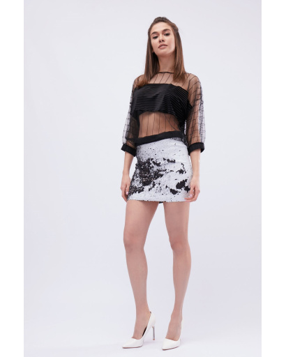 Юбка женская мини с пайетками Carica UB-3055-5 58075, Цвет: Серебрянный, Размер: XS, изображение 2