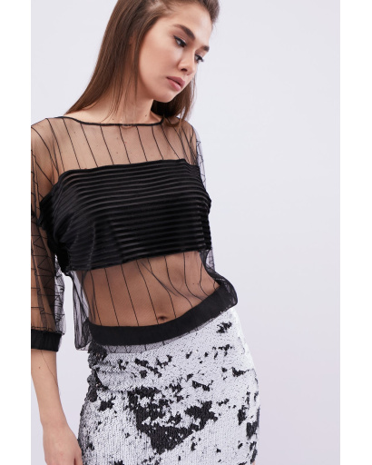 Юбка женская мини с пайетками Carica UB-3055-5 58075, Цвет: Серебрянный, Размер: XS, изображение 3