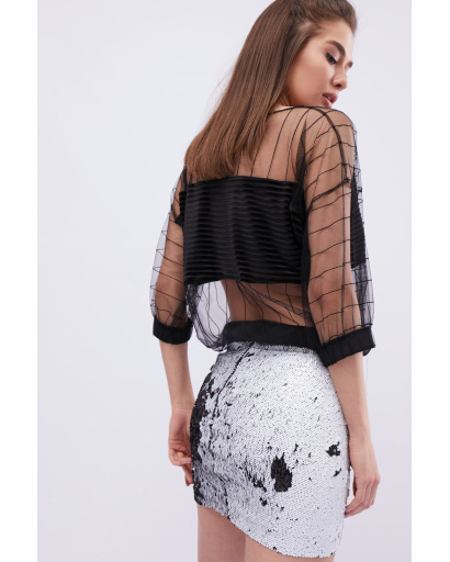 Юбка женская мини с пайетками Carica UB-3055-5 58075, Цвет: Серебрянный, Размер: XS, изображение 4