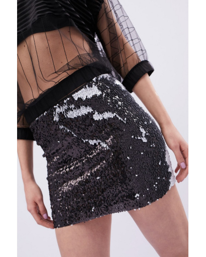 Юбка женская мини с пайетками Carica UB-3055-5 58075, Цвет: Серебрянный, Размер: XS, изображение 7