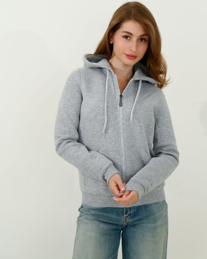 Женская спортивная кофта на молнии, серый 31705, Цвет: Серый, Размер: XS, изображение 2