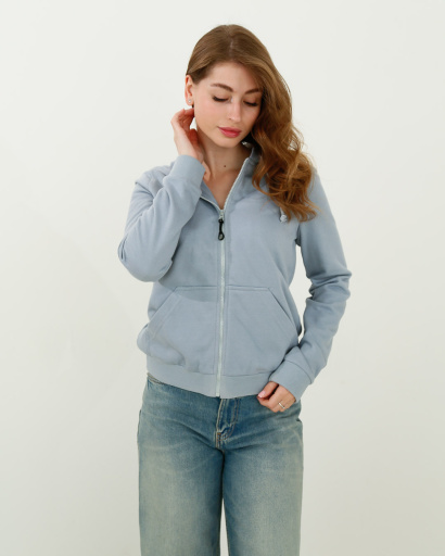 Женская спортивная кофта на молнии, серо-голубой 31707, Цвет: Голубой, Размер: XS, изображение 2