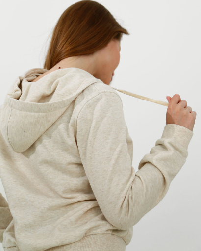 Жіноча спортивна кофта на блискавці, бежевий 31708, Колір: Бежевий, Розмір: XS, зображення 4