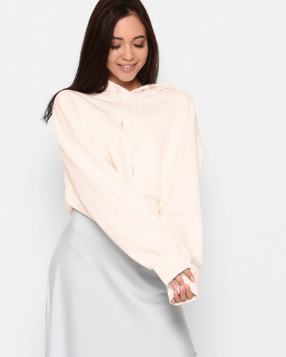 Белая короткая кофта с капюшоном 43307, Цвет: Белый, Размер: L, изображение 2