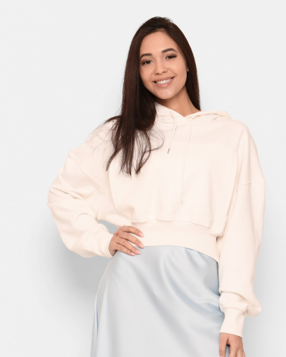 Белая короткая кофта с капюшоном 43307, Цвет: Белый, Размер: L, изображение 6