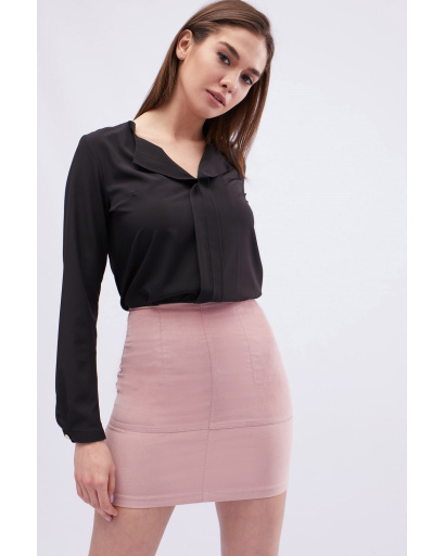 Спідниця жіноча велюрова міні облягаюча Carica UB-3236-25 58094, Колір: Пудровий, Розмір: XS, зображення 3