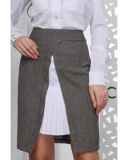 Юбка женская с разрезом Carica UB-3225-21 58083, Цвет: Коричневый, Размер: M, изображение 2