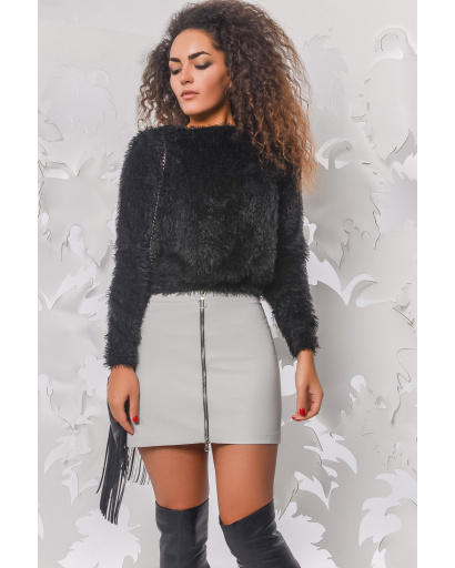 Спідниця жіноча з екошкіри на блискавці Carica UB-3051-4 58073, Колір: Сірий, Розмір: M, зображення 2