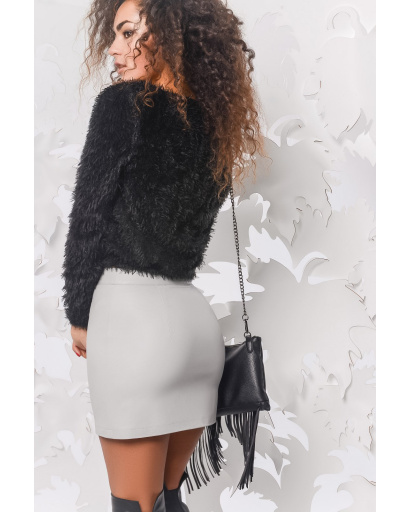 Спідниця жіноча з екошкіри на блискавці Carica UB-3051-4 58073, Колір: Сірий, Розмір: M, зображення 4