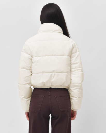 Коротка демісезонна куртка кольору молоко 55883, Колір: Молочний, Розмір: XS, зображення 2