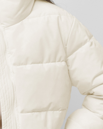 Коротка демісезонна куртка кольору молоко 55883, Колір: Молочний, Розмір: XS, зображення 4