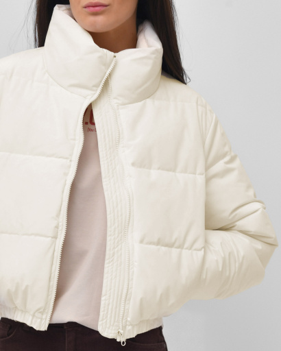 Коротка демісезонна куртка кольору молоко 55883, Колір: Молочний, Розмір: XS, зображення 5