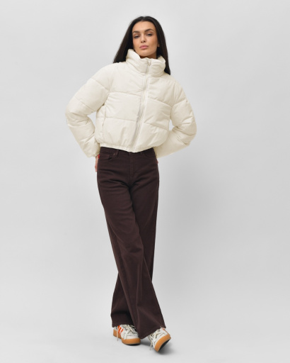 Коротка демісезонна куртка кольору молоко 55883, Колір: Молочний, Розмір: XS, зображення 6