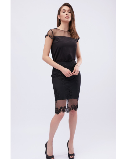 Спідниця жіноча міді мереживна Carica UB-3240-8 58102, Колір: Чорний, Розмір: XS, зображення 2