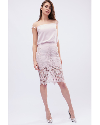 Спідниця жіноча міді мереживна Carica UB-3239-25 58099, Колір: Пудровий, Розмір: XS, зображення 2
