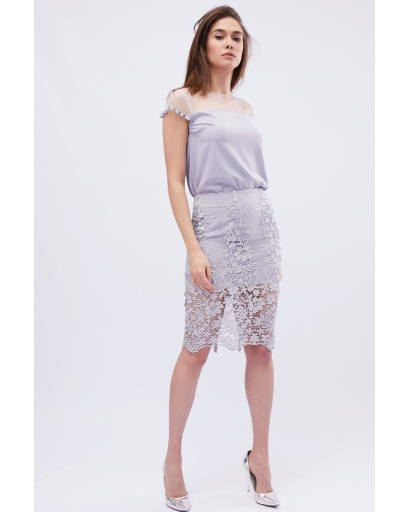 Юбка женская миди кружевная Carica UB-3239-23 58098, Цвет: Лавандовый, Размер: S, изображение 2