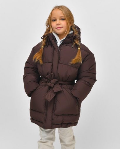Пуховик для дівчинки X-Woyz DT-8379-26 58150, Колір: Коричневий, Розмір: 122, зображення 2